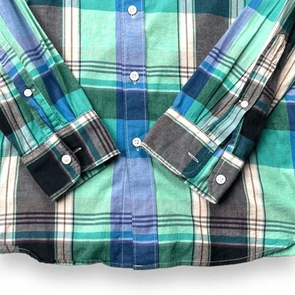J. Crew Shirt Mens Small S Blue Plaid Slim Indian Madras Long Sleeve Button Down - Picture 9 of 12